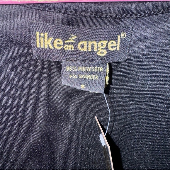 Like an angel • black crop top with silver rhinestone lace up - Picture 2 of 4